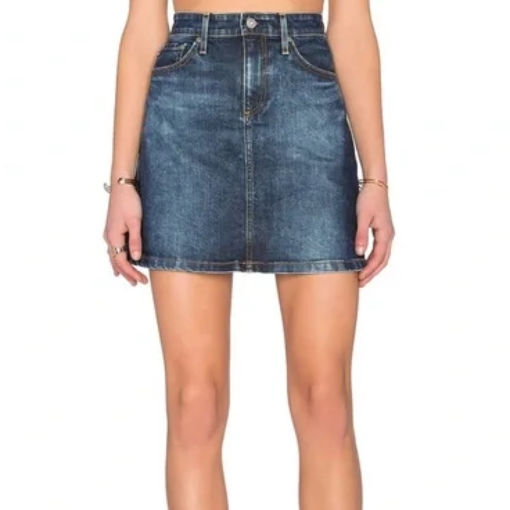 AG Adriano Goldschmied Dark Blue Denim A-Line Mini Skirt